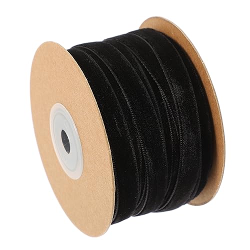 TOPPERFUN 1 Rolle Samtgewebe seidenband bändchen hairbands haar band hair band dekoratives Stoffband Band für Kränze Bogen Beflockung Hochzeitsdeko Stoffgürtel Polyesterband Black von TOPPERFUN