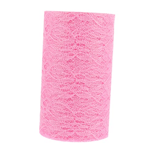 TOPPERFUN 1 Rolle Spitze greata tischdecke makramee Hochzeitsdekoration Vintage Hochzeitsdeko Geschenkbänder für Band für Tüllband DIY-Zubehör Nähmaterial Nylongarn Rosa von TOPPERFUN