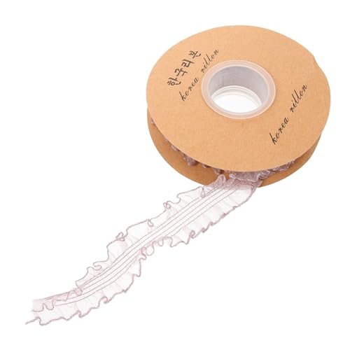 TOPPERFUN 1 Rolle Stretch-spitze Spitzendekor Nähen Trimmen Spitzenband Nähen Bekleidungsmaterial Spitzenstoff Spitzenbänder Nähen Kleidungsstücke Spitzenbesatz Zum Nähen Organza Rosa von TOPPERFUN