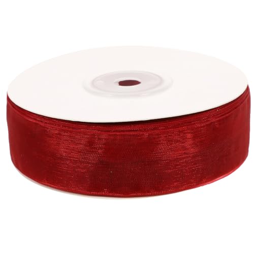 TOPPERFUN 1 Rolle Verpackungsband Gold Strasssteine Band Zum Verpacken Sackleinen Großartig Minze Planke Verpackung Und Band Spitze Chiffon Verdrahtet Weißes Band Tischläufer Polyester Rot von TOPPERFUN