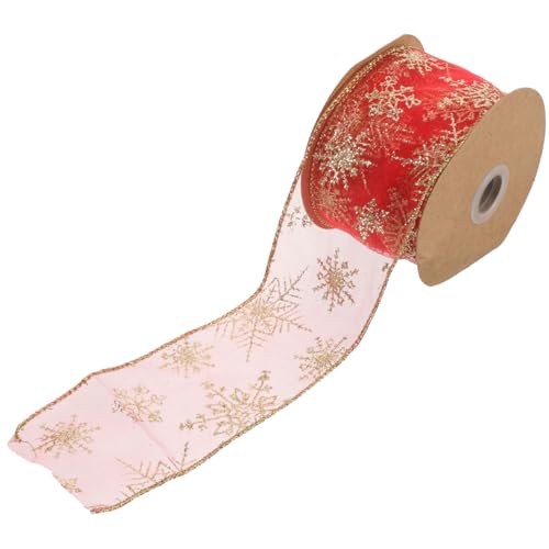 TOPPERFUN 1 Rolle Weihnachtsband Neonband Weihnachtsbaumspitze Tür Bänder Zum Basteln Fiesta Dekorativ Dekoration Girlande Schneeflockenband Disco-licht Drahtband Für Kränze Polyester von TOPPERFUN