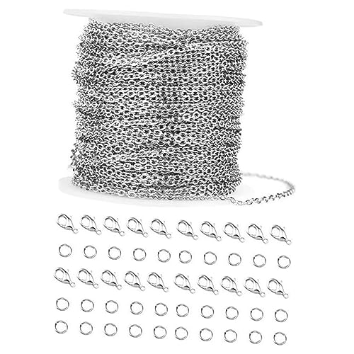 TOPPERFUN 1 Satz Schmuckketten-kit Halskettenketten Für Die Schmuckherstellung Biegeringverbinder Ketten- Und Ringkarabinerverschlüsse Halskettenkette Mit Schnallen Silver Rostfreier Stahl von TOPPERFUN