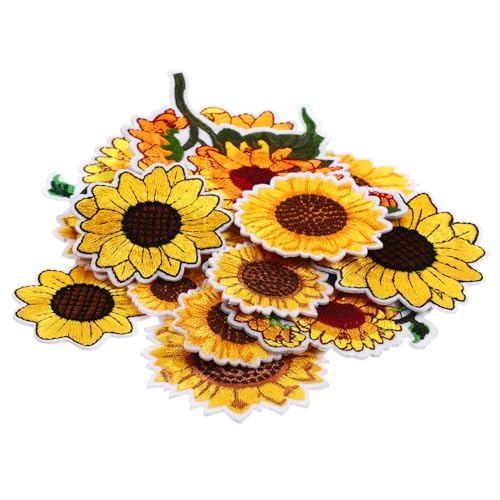 TOPPERFUN 1 Satz Sonnenblumenstickerei Flicken für Jacken Flicken nähen Filzstoff sticken sonnenblumen aufnäher handmade aufnäher Blumenflecken Aufnäher zum Aufbügeln für Kleidung Polyester von TOPPERFUN