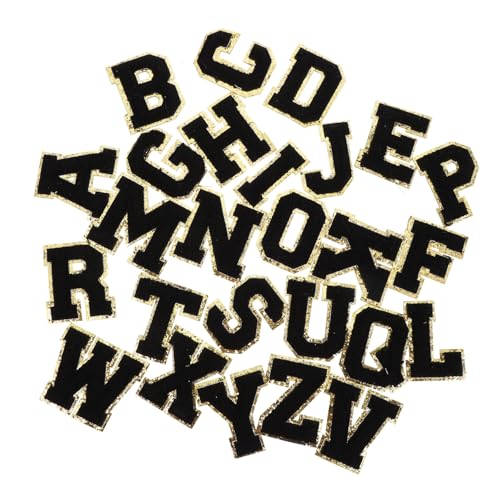 TOPPERFUN 1 Set Buchstaben Stickerei Stoffaufnäher Für Kleidung Bestickter Aufnäher Für Hüte Kleidung Aufnäher Alphabet Nähapplikationen Aufnäher Für DIY Mantel Aufnäher Schwarze von TOPPERFUN