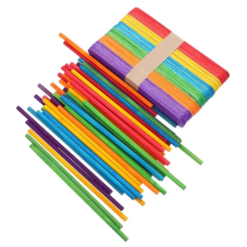 TOPPERFUN 100 Stk Holzstock Zubehör für Eisstangen Basteln Sie Kuchenstiele Stock für Eis am Stiel Holzstäbe Basteln Holzstäbe für DIY Eis liefert Eisstiele selber machen hölzern Colorful von TOPPERFUN