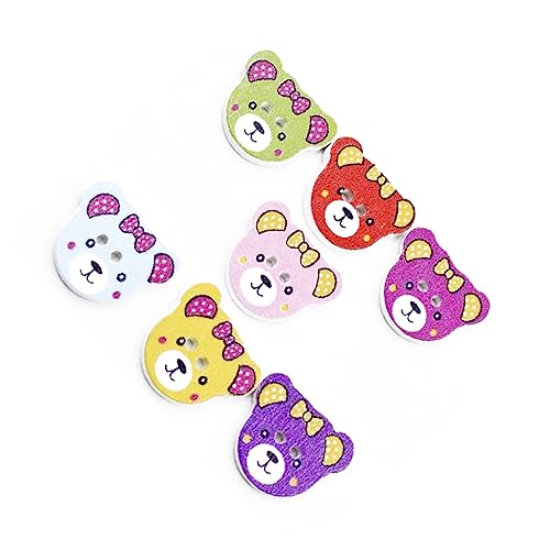 TOPPERFUN 100 Stück, 2Er-Pack Knöpfe annähen Knöpfe zum Nähen in gemischten Farben sortierte Knöpfe Blusenknöpfe Hosenknopf Tasten bear buttons dekoring Annähknöpfe aus Holz Holzknopf Bambus von TOPPERFUN