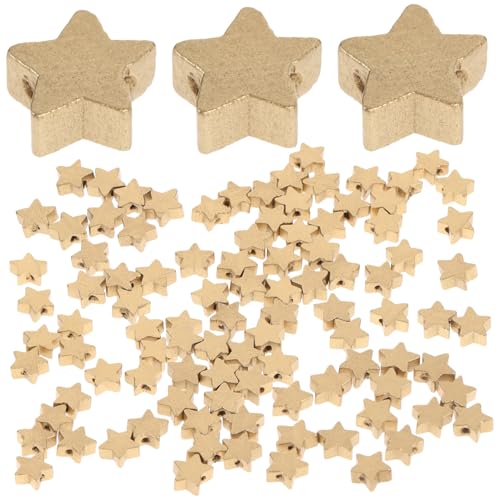 TOPPERFUN 100 Stück DIY Hängende Holzscheiben Kinderdekor Stern Holzscheibe Pentagramm Holzscheibe Golden von TOPPERFUN