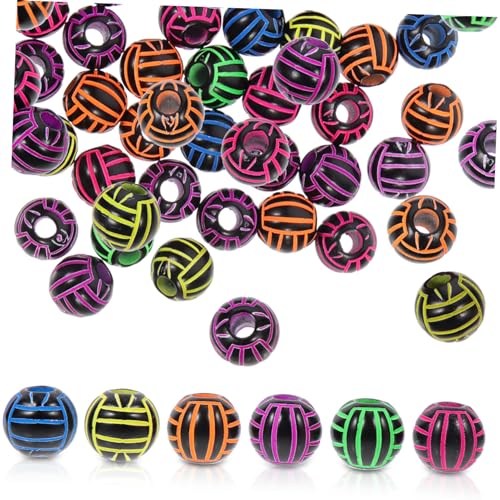 TOPPERFUN 100St Volleyball-Perlen Tonperlen-Kits Fußballarmband sportlicher Charme farbige Perlen Fußbälle Decorative beads Volleyball beads Sports beads armband DIY perlen Sportperlen Acryl von TOPPERFUN