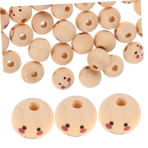 TOPPERFUN 100St kinder perlen selber machen Lächelnde Gesichtsperlen Bastelperlen Massenperlen bastelmaterial für kinder bastelsets für kinder Lächeln lose Perle Ohrringe Lächeln Perlen Holz von TOPPERFUN