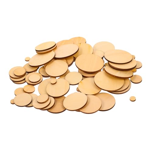 TOPPERFUN 100st Runde Dekorative Holzspäne Leerzeichen Rohlinge Platten Leere Ausschnitte Quadratische Linde Bastelausschnitt Graffiti-chips Unvollendete Holzausschnitte Holzscheiben Khaki von TOPPERFUN