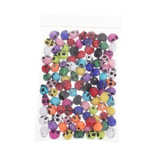 TOPPERFUN 100st Schädelperlen Skelett-anhänger Korn Perlen-kit Schmuckherstellung Perle Kopf Perle Buchstabenperlen Schädelkopf Lose Distanzperle Armbandperle Selber Machen Plastik von TOPPERFUN