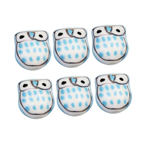 TOPPERFUN 10St Mode-Perlen-Ornament Schmuck Spacer Charms Bastelperlen selber machen Eule süße Perlen lose Perlen für DIY-Schmuckzubehör Cartoon-Tierperlen Cartoon-Keramikperlen Blue von TOPPERFUN