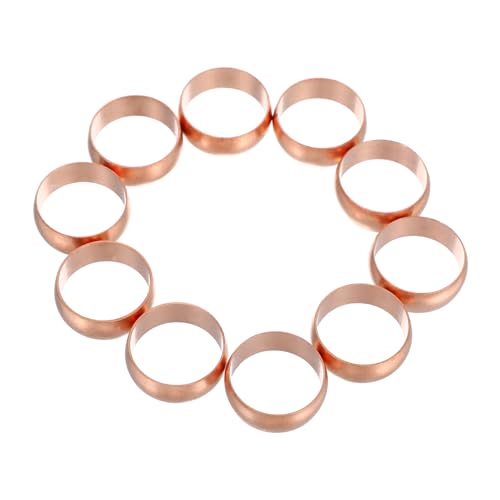 TOPPERFUN 10pcs Kupferhalsband Pex Klemmwerkzeug Crimpringe Aus Kupfer Rohrreparaturschelle Pfeifenklemmen Kupfercrimp Pex-klemmen Pex-klemmring Pex-rohrschellen Dichtungsklemme Golden von TOPPERFUN