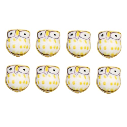 TOPPERFUN 10st Mode-perlen-ornament Schmuck Spacer Charms Eulen-anhänger Lose Perlen Für Schmuck Eulenperlen Süße Eulenanhänger Lose Perlenmasse Eule Lose Perlen Süße Perlenanhänger Yellow von TOPPERFUN