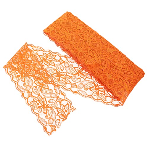 TOPPERFUN 10st Stretch-spitze Spitzenband Nähen Dekorativer Spitzenbesatz Applikationen Für Kleider Elastisches Band Diy Bastelband Bandeau Aus Spitze Stoff Mit Spitzenbesatz Elasthan Orange von TOPPERFUN