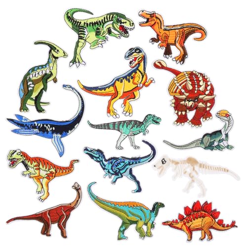 TOPPERFUN 14St Reparaturflicken für Kleidung wiedersehen stickerpappier mitgebseltütchen decor dinosaurier kinderzimmer klebrig Aufkleber Stickereiapplikationen Flicken für Bekleidung von TOPPERFUN