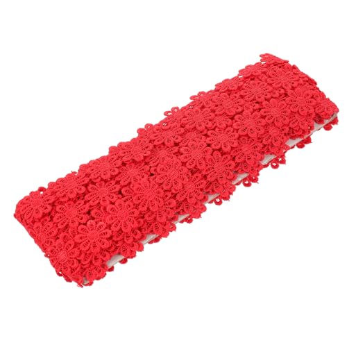 TOPPERFUN 1Stk Polyester-Spitze Blumenspitze DIY Kleidungsstück Zubehör puppen kleidung für puppenkleidung toy spitzenband selber machen handgefertigte handwerksversorgung Polyestergarn rot von TOPPERFUN