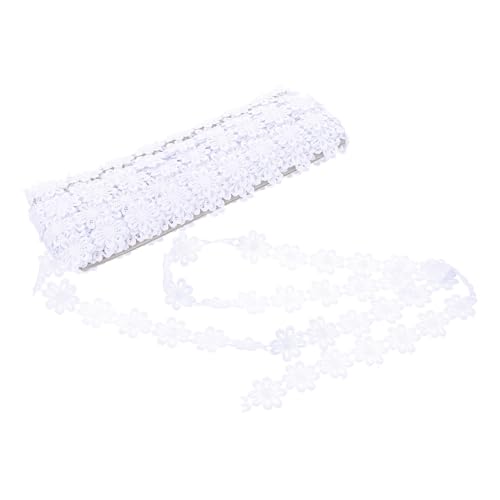 TOPPERFUN 1stk Polyester-spitze Hochzeitsapplikation Selber Machen Spitzenband Aus Stoff Geschenkbänder Patchworkband Dekorative Spitze Hochzeit Blumen Spitzenbesatz Polyestergarn Weiß von TOPPERFUN