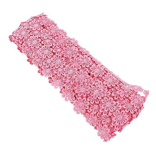 TOPPERFUN 1stk Polyester-spitze Rock Dekorative Spitze Stickerei Spitzenstoff Handwerk Dekorationsband Spitzenband Haarnadelspitze Selber Machen Dekorativer Spitzenbesatz Polyestergarn Rosa von TOPPERFUN