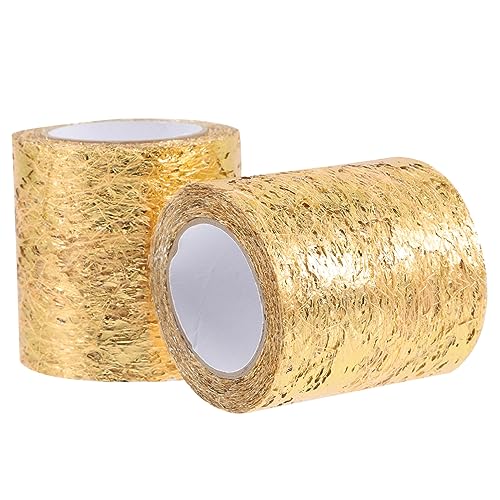 TOPPERFUN 2 Rollen Glitzernder Goldener Tüll Netzband Aus Stoff Wickelband Tüll Goldener Tüllstoff Tüll Für Diy Goldenes Tüllband Handgemachte Hochzeitsdekoration Polyester von TOPPERFUN