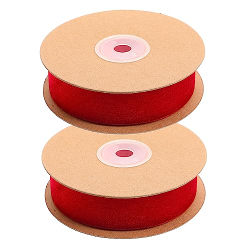 TOPPERFUN 2 Rollen Haarspangenbänder Selber Machen Randbereich Schleife Doppelt Dekorationen Zubehör Sackleinen Rauschsperre Burgund Girlande Diy-bänder Geschenkband Wickelband Rot Nylon von TOPPERFUN