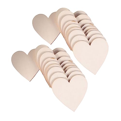 TOPPERFUN 20 Stk Liebe Hackschnitzel Geschenketikett Herzförmige Anhänger Für Herzverzierung Leere Ornamente Herz- Herzförmige Verzierungen Holzscheibe Hölzern Beige von TOPPERFUN