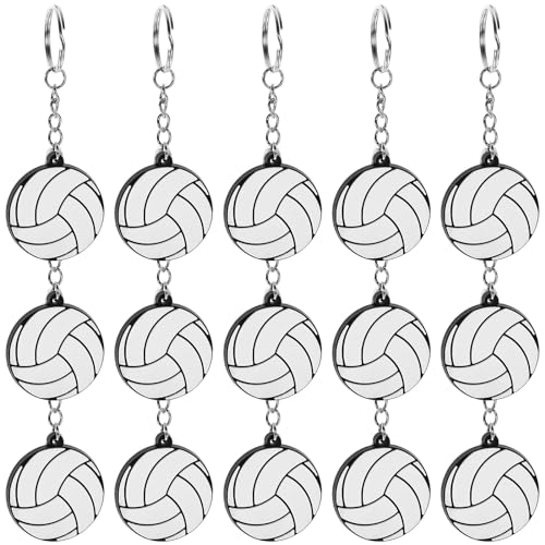 TOPPERFUN 20Stück Volleyball Schlüsselanhänger, 9,7 x 3,7cm PVC Volleyball Anhänger, Volleyball Aufkleber,Taschendekoration, Schlüsseldekoration Heimwerkerbedarf, kreative hängende Schlüsselanhänger von TOPPERFUN