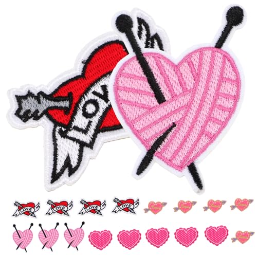 TOPPERFUN 20St DIY-Patches Kleidung Herz Patch Flicken aufnähen Kleiderflicken in Herzform Flecken heart stickers aufnäher patches Aufbügeln von Kleiderflicken Herz-Patch-Dekor Polyester von TOPPERFUN