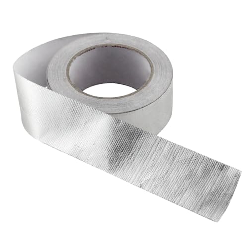 TOPPERFUN 25 m Aluminiumfolie Abgaswärmefolie Hochtemperaturbeständiges Klebeband Für Auto Und Silber Hitzeschutz Für Auspuff Und Dichtungen Doppelseitiges Tape Für Effektive von TOPPERFUN