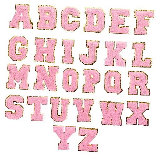 TOPPERFUN 26st Stoffaufkleber Mit Englischem Alphabet Fleckendekor Für Kleidung Buchstabenförmige Aufnäher Multifunktionale Rückenpatches Rückenaufnäher Für Kleidungsstücke Rosa Polyester von TOPPERFUN