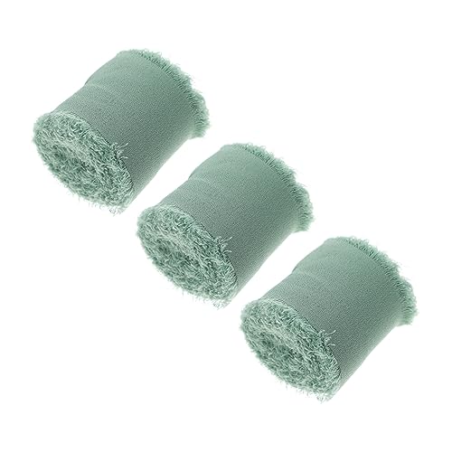 TOPPERFUN 3 Rollen Chiffonband Partyband Chiffon Seidenband Dunkelgrün Geschmeidiges Band Rustikales Wickelband Brautsträuße Bänder Fransenbänder Für Die Hochzeit Diy-bänder Green Polyester von TOPPERFUN