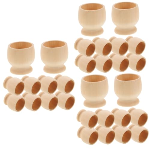 TOPPERFUN 3 Sätze Eierschale Aus Holz Unvollendeter Eierständer Aus Holz Eieraufbewahrungsbecher Kinder Eierbecher Selber Machen Kreativer Eierbecher Graffiti-eierhalter Beige 10 Stück * 3 von TOPPERFUN