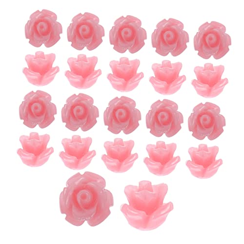 TOPPERFUN 30st Blumenperlen Bausatz Perlen Für Armbänder Gemischte Perlen Dekorative Perlen Halskette Perlen Schmuck Rosenperlen Reize Armbänder Perlen Korn Perlen Zum Basteln Rosa Harz von TOPPERFUN