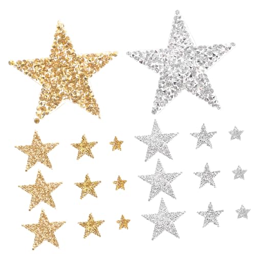 TOPPERFUN 30st Stoffaufkleber Mit Fünfzackigen Sternen Sterne-glitzer-patches Pentagramm-patch-dekor Sternförmige Flecken Klebstoffe Sternapplikationen Strass-accessoires Polyester von TOPPERFUN