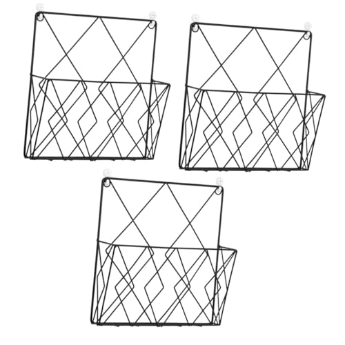 TOPPERFUN 3St Bücherregal Organizer für hängende Wandordner Wandkörbe aus Draht Tür Gold Wandmontierter Bücherspeicher Eisenregal für die Aufbewahrung von Zeitschriften Buch Container Black von TOPPERFUN