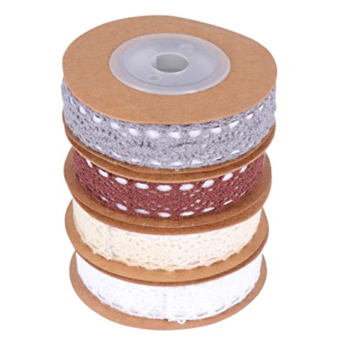 TOPPERFUN 4 Rolle 2 Schleifenband geschenkband seidenband seidenbänder Baumwollband office zubehör weißes Band Spitze Washi Tape bündeln Verpackungsband für Party Spitzenbänder aus Baumwolle von TOPPERFUN