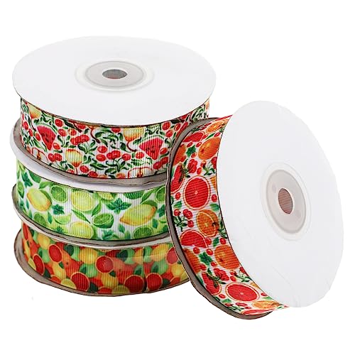 TOPPERFUN 4 Rollen Fruchtband Geschenkverpackungsspule DIY Band zum Basteln Bastelband machen Geschenkpaketband Retro-Dekor ribbon bandfeile Dekorationsband Wickelband Bogenband Polyester von TOPPERFUN