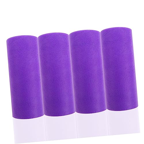 TOPPERFUN 4 Rollen Partygeschenk Tüll Rotes Tüllband Party-tüll Schickes Tüllband Handarbeit Tüll Zuhause Tüllband Dekorativer Tüllstoff Stuhlschärpe Band Netzband Violett Polyester von TOPPERFUN