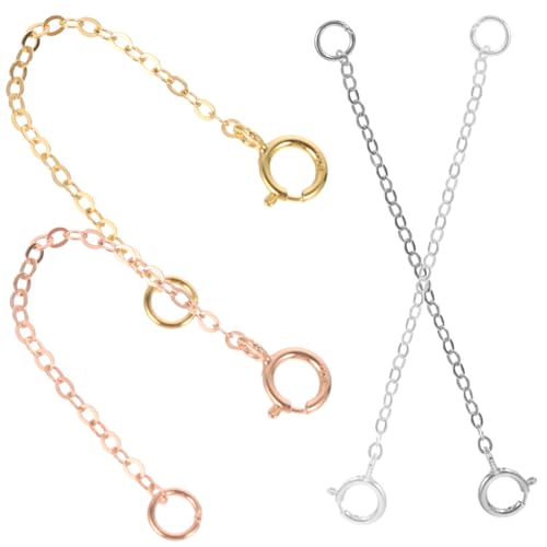 TOPPERFUN 4 Stück Verlängerungskette Halskette aus Sterlingsilber goldene Reifen verlängerung für armband schmuckherstellung zubehör Armbandkette für DIY Schwanzkette für DIY Halsketten von TOPPERFUN