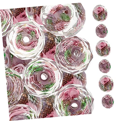 TOPPERFUN 40St Blumenglasperlen gemuse gems Schmuckbasteln klappcreolen Schmuckherstellungsmaterialien Perlen-Kit Reize bunt goldene Creolen Basteln Sie lose Perlen DIY Bastelperlen Violett von TOPPERFUN