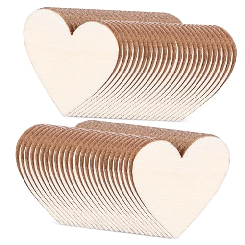 TOPPERFUN 50 Stück Holzherzen Dekoration kleine Herzaufkleber Bastelstöcke Jumbo Corazon madera Herzausschnitte Bastelherzen aus Holz Holzformen Holzhandwerk Holzscheiben zum Basteln hölzern von TOPPERFUN