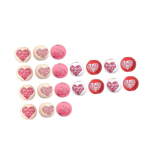 TOPPERFUN 50 Stück Holzperlen Zum Valentinstag Verschiedene Perlen Große Anhänger Zur Schmuckherstellung Buchstabenperlen Perlen-kits Charm-armbänder Haken Schmelzende Perlen Korn Charme von TOPPERFUN