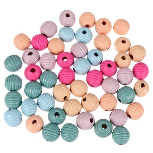 TOPPERFUN 50 Stück Perlen auffädeln bastelzeug für home decoration Holzperlen für DIY beads Armband dekorative Perlen Farbperlen kreatives DIY-Perlenzubehör runde Kugelperlen hölzern von TOPPERFUN