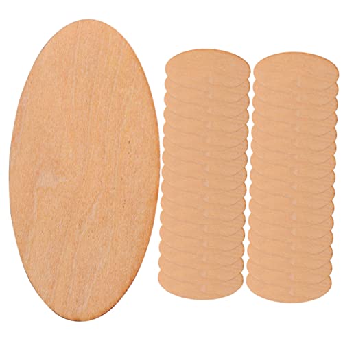 TOPPERFUN 50 Stück ovale Holzspäne plakafarbe holzplatte Holzverzierung Holzanhänger Holzhandarbeit Holzstich leerer ovaler Ausschnitt Holzscheiben für DIY bastelmaterial selber machen von TOPPERFUN