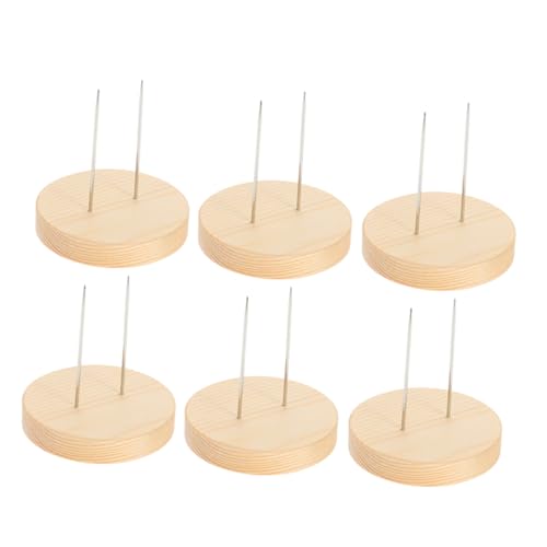 TOPPERFUN 6 Stück Holzsockel holzspielzeug bastelmaterial holzständer bastelideen Mini Lappen humanoid Figur Bausatz gehäkelter Ständer Holzbasis Puppenzubehör Puppenständer hölzern Beige von TOPPERFUN