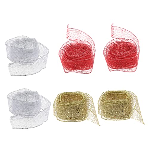 TOPPERFUN 6St Band für Weihnachten Weihnachtsband Weihnachtsbaumband Samtband Mesh-Band-Handwerk Drahtband umwickeln ribbon bandfeile verpackung Weihnachtsdekorationsband Partyband von TOPPERFUN