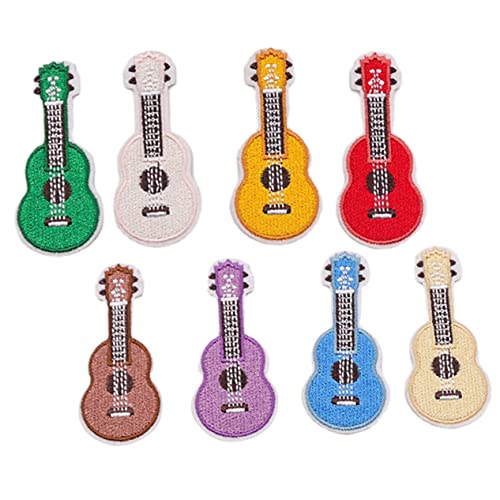 TOPPERFUN 8St Gitarren-Stickerei-Patch süße Applikationen gestickte Aufnäher Hutbuchstaben Patches Musical schuhreparatur stickset Fleckendekor für Kleidung Aufkleber Patches Polyesterfaden von TOPPERFUN