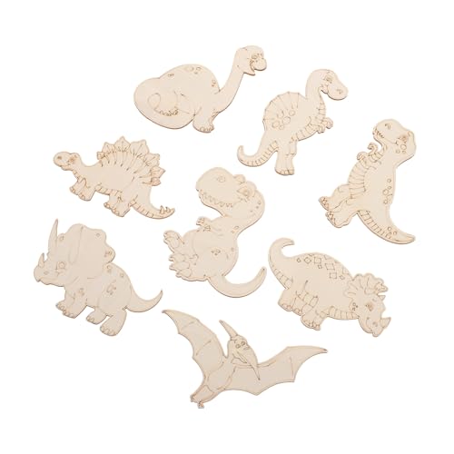 TOPPERFUN 8St Hölzerne Dinosaurier-Chips kinder DIY zubehör bastelmaterialien selber machen handmalerei für kinder hand malerei für kinder Holzspäne selber machen Kinder malen Spielzeug von TOPPERFUN