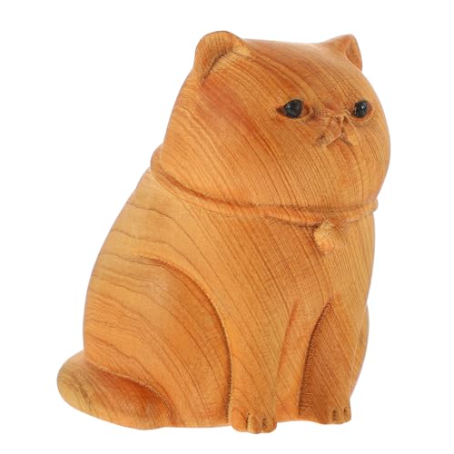 TOPPERFUN Exquisite Handwerkskunst Katze Figur Holz Kätzchen Schreibtisch Ornament Kreative Zufall Stil Kätzchen Ornament von TOPPERFUN