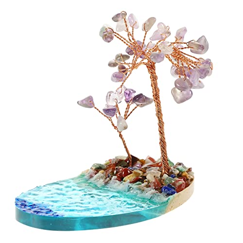 TOPPERFUN Sprühinsel Am Meer Desktop-dekor Heimdekorationen Wohnakzente Dekor Desktop-zubehör Desktop-mikrolandschaftsmodelle Wohndeko Am Meer Terrarium Harz Stein Violett Aquarium Strand von TOPPERFUN